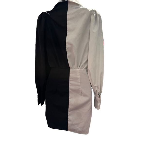 Pretty Little Thing Monochrome Contrast Detail Long Sleeve Shirt Dress Size 0 - Picture 8 of 11